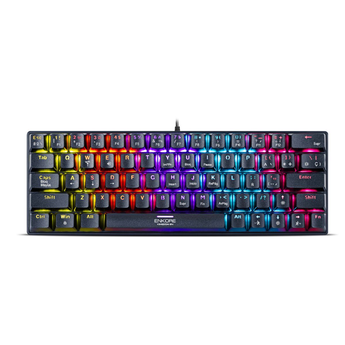 ENKORE - Teclado Mecánico Kingdom 64 Switch Blue Led Rainbow Antighos