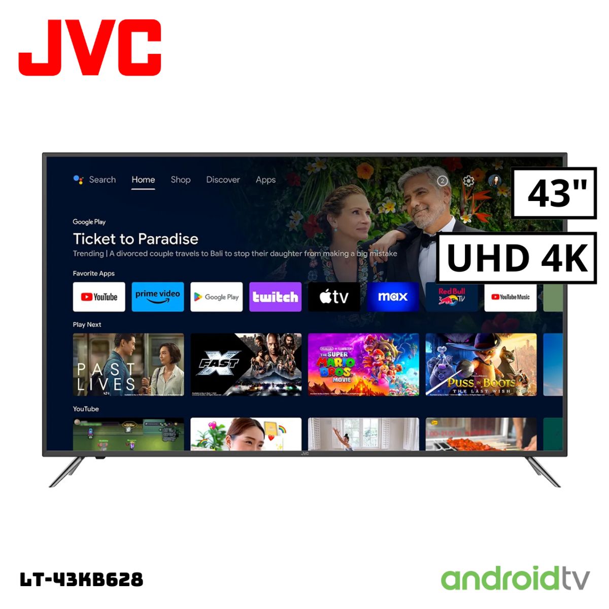 OEM - TELEVISOR JVC 43 SMART TV ANDROID TV 4K UHD LED - LT-43KB628