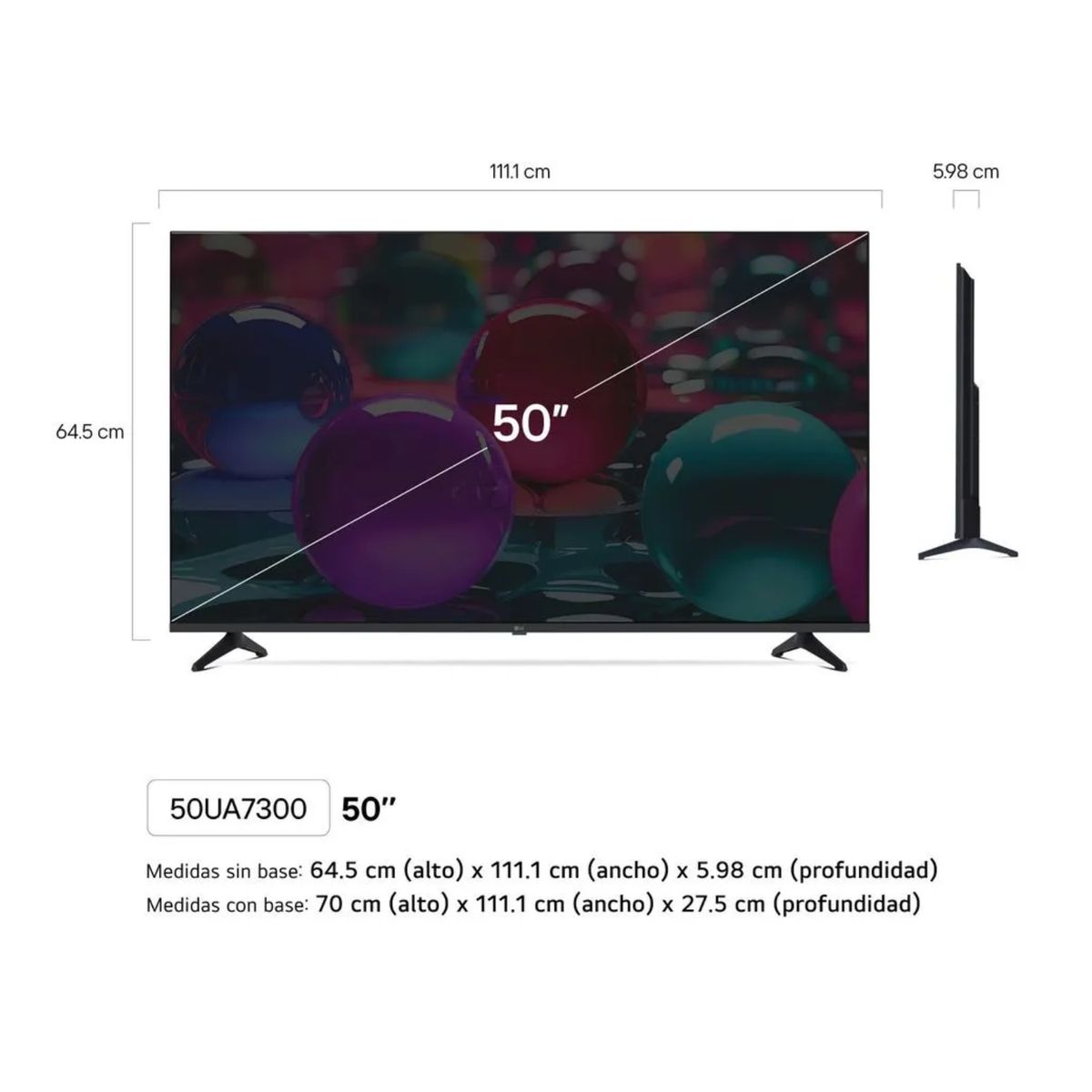 LG - Televisor LG 50 Uhd 4K THINQ Ai 50Ua7300Psb Smart Tv 2025+ Soundbar Nex+ Antena