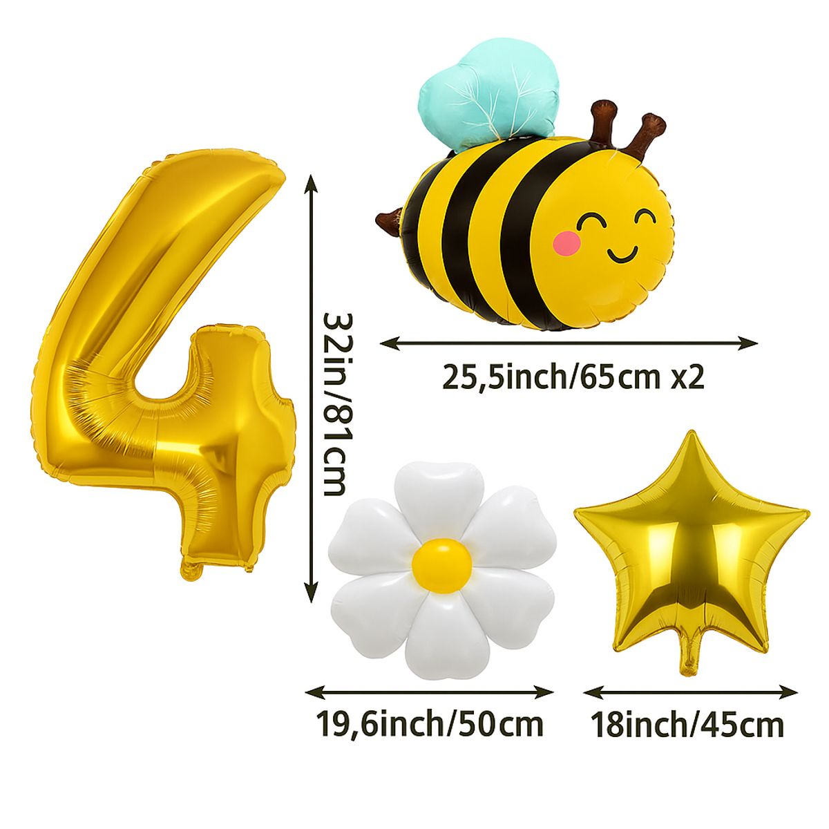 GENERICO - GLOBOS DECORATIVOS DE AVEJA CHIQUITITA DE 7 PIEZAS