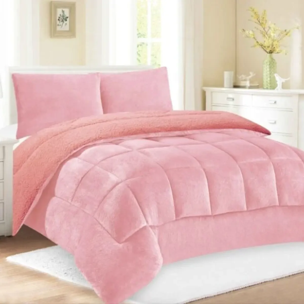 GENERICO - EDREDÓN PIEL DE DURAZNO CON CARNERO KING