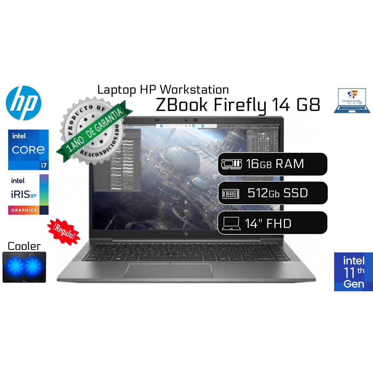 HP - Laptop HP ZBook Firefly 14 G8 I7 11va 16GB 512GB 4GB VIDEO 14" Reacondicionada Garantía Detalle A