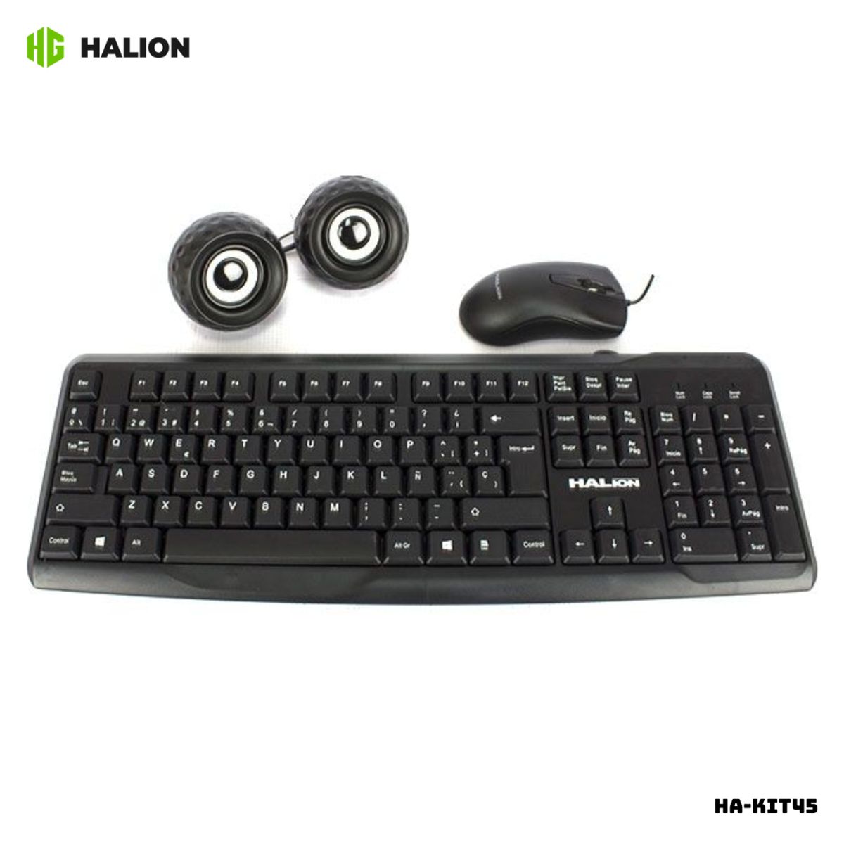 HALION - COMBO HALION 3 EN 1 TECLADO MOUSE PARLANTE ALAMBRICOS - HA-KIT45