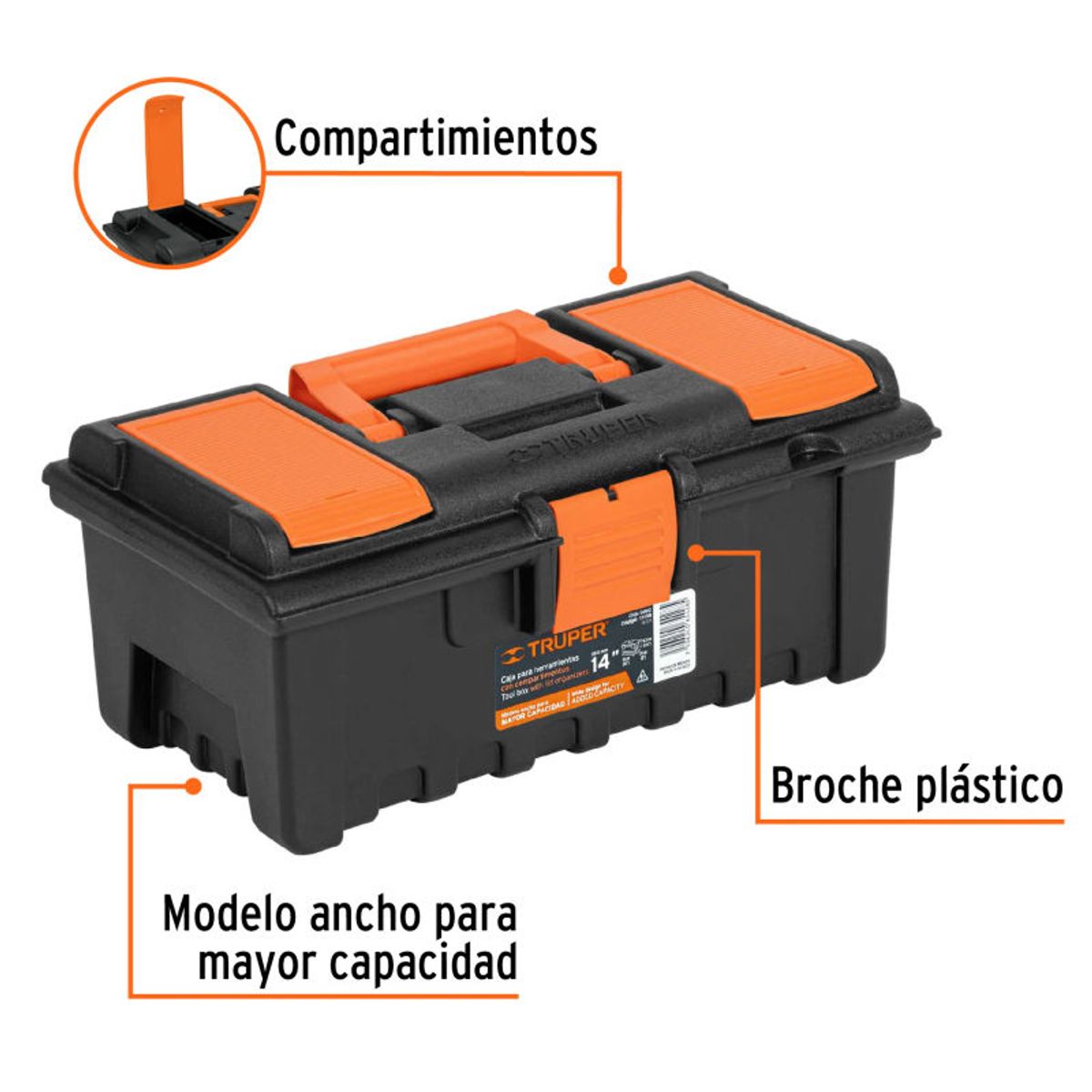 TRUPER - Caja para herramienta de 14 con compartimentos Truper - 11139
