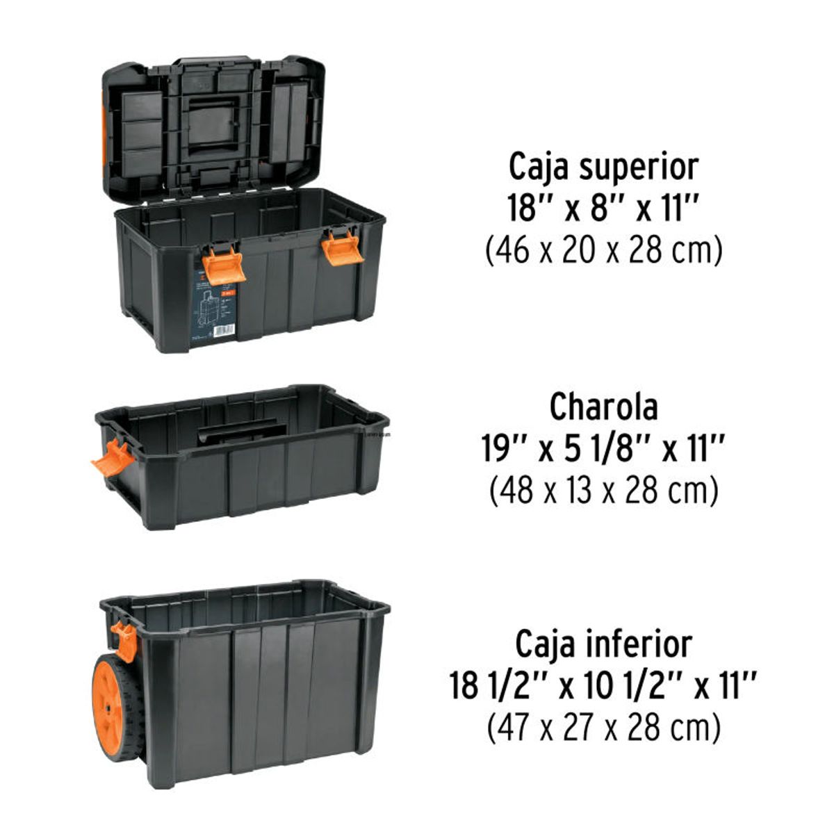 TRUPER - Caja pherramienta de 19x25 cruedas 3 en 1 desmontable - 102644