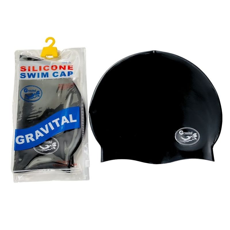 GRAVITAL - Gorro De Silicona De Natación Para Niños Negro - GRAVITAL