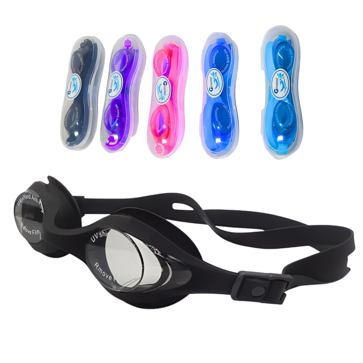 GRAVITAL - Lentes Para Natación Básico Para Niños Negro - GRAVITAL