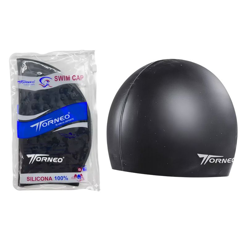 TORNEO - Gorro De Silicona De Natación Para Adultos Negro - TORNEO