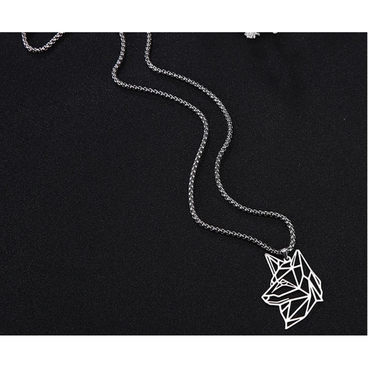 GENERICO - Collar Cadena Lobo de Acero Inoxidable Hombres