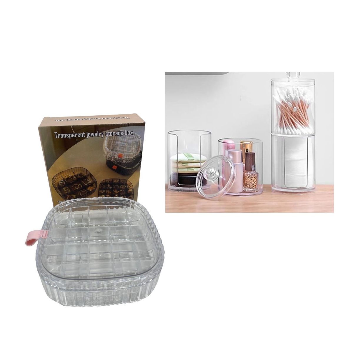 OEM - Dúo Joyero Organizador De Acrílico Para Joyas  +  Organizado Porta Isopos De Acrílico