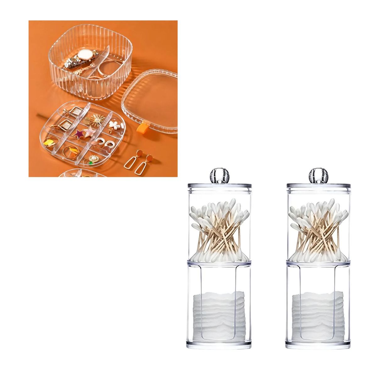 OEM - Dúo Joyero Organizador De Acrílico Para Joyas  +  Organizado Porta Isopos De Acrílico