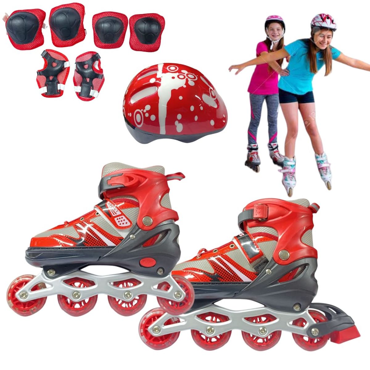 OEM - Patines para Niños Equipo de Protección Completo Talla 39-42