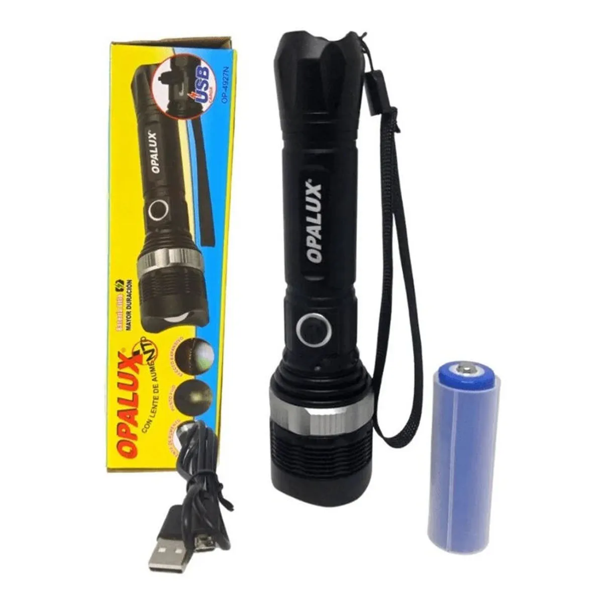 OPALUX - Linterna Táctica De Metal Recargable C Zoom Opalux Op-4927n