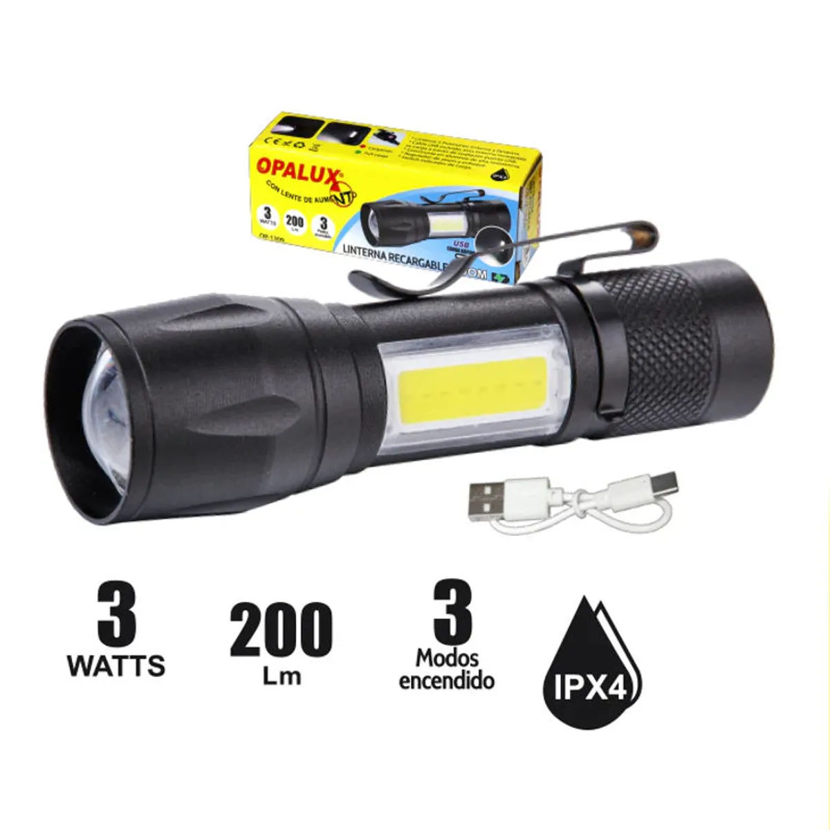 OPALUX - LINTERNA RECARGABLE 3W OPALUX OP-1309