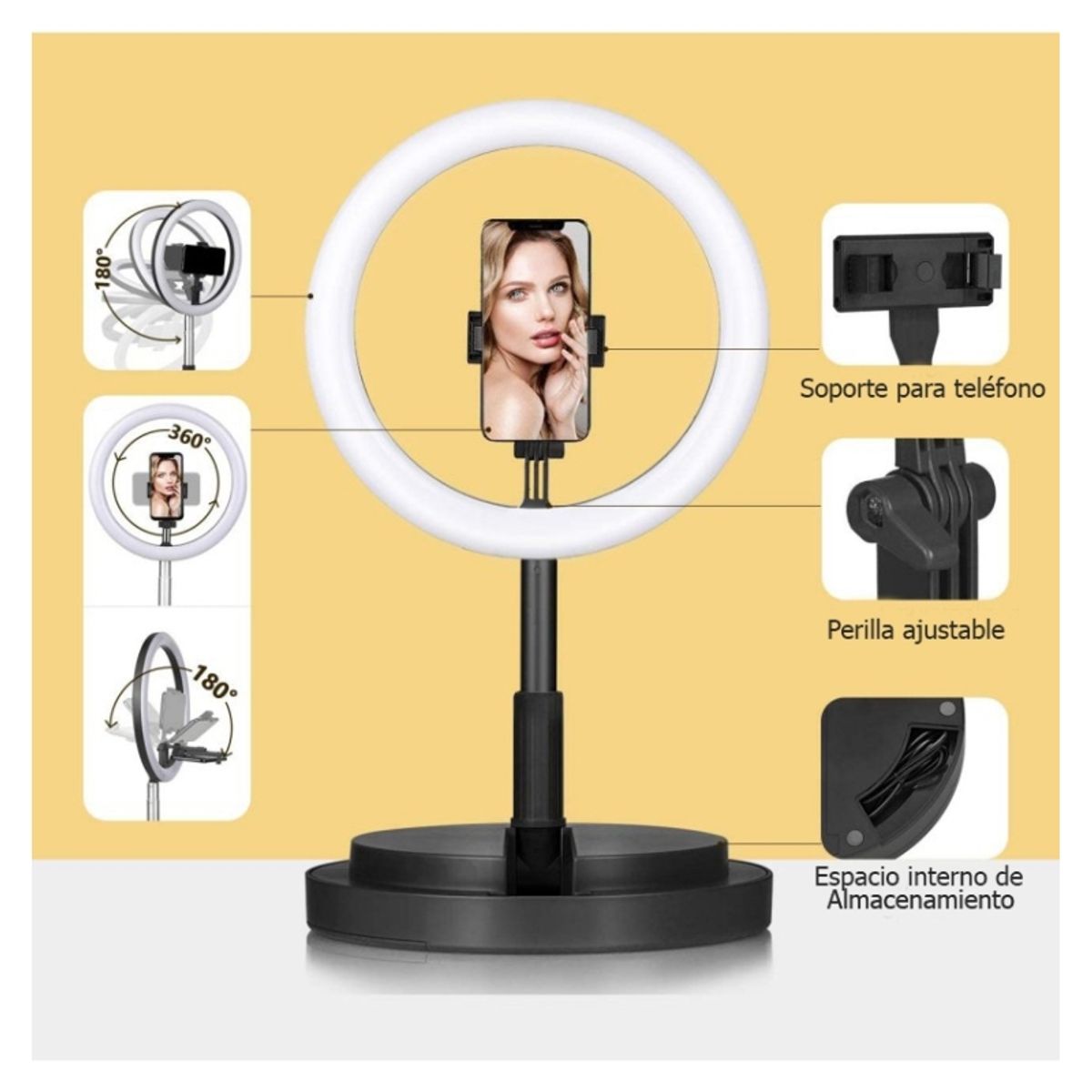 OEM - Aro de Luz Plegable 29cm  y Soporte Incluido 168cm de Alto Modelo Y2