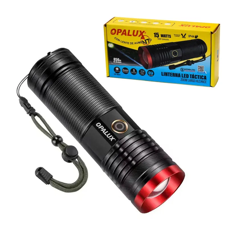 OPALUX - Linterna Táctica Recargable 15w Opalux OP-8623