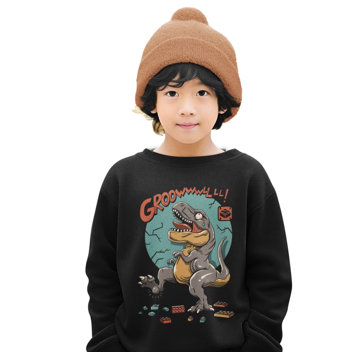 GENERICO - poleras niño franelado negro dinosaurio Grr