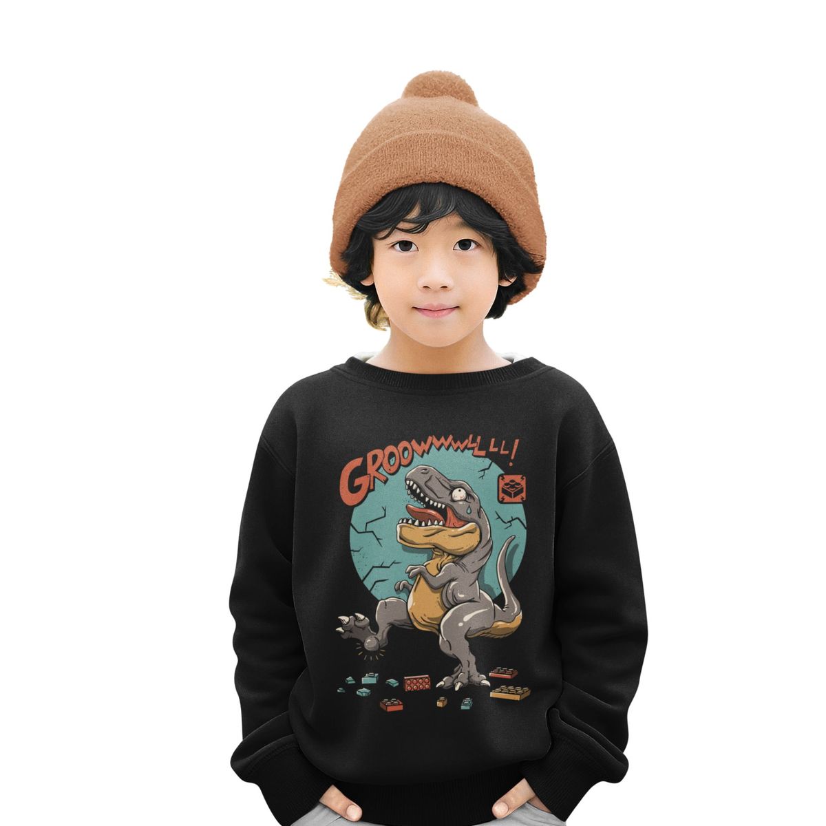 GENERICO - poleras niño franelado negro dinosaurio Grr