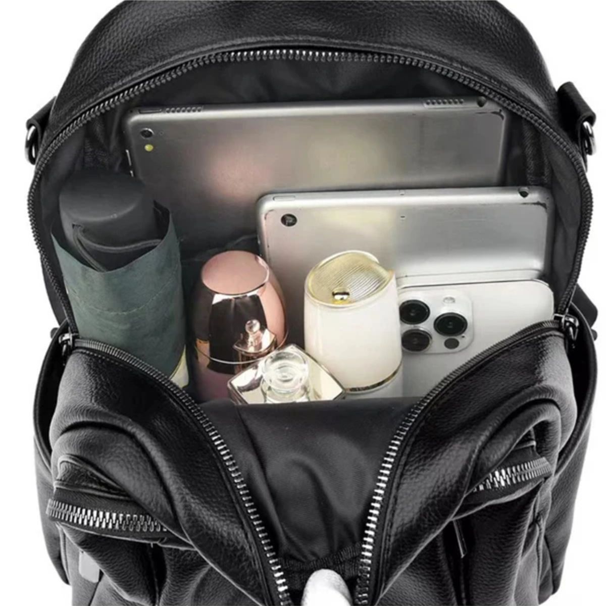 GENERICO - Mochila Bolso de cuero - aesthetic 9039-7 BLACK