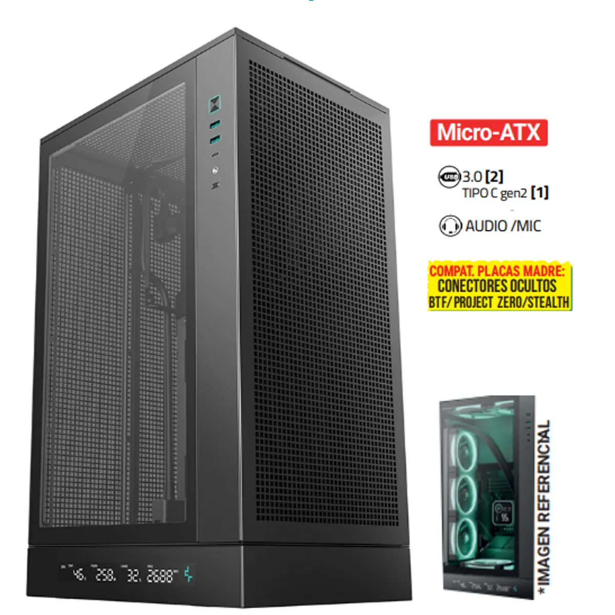 DEEPCOOL - Case Vertical CH270 Placa Base Mini-ITX  Micro-ATX DeepCool