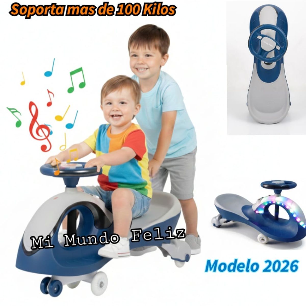 GENERICO - Twiscar Musical con Luces Bluetooth Azul