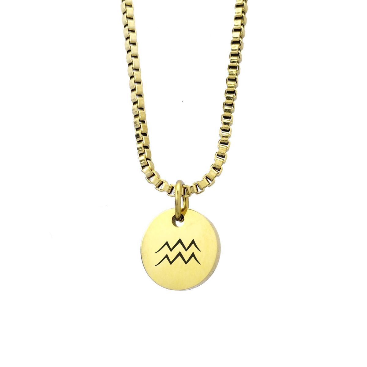 GENERICO - Collar Signo Acuario Dorado Enchapado en Oro 18k para mujer