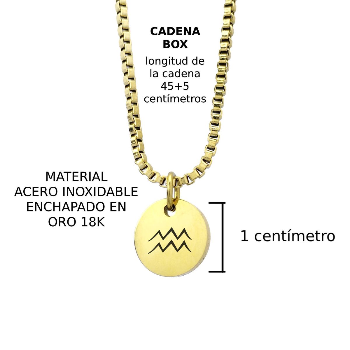GENERICO - Collar Signo Acuario Dorado Enchapado en Oro 18k para mujer