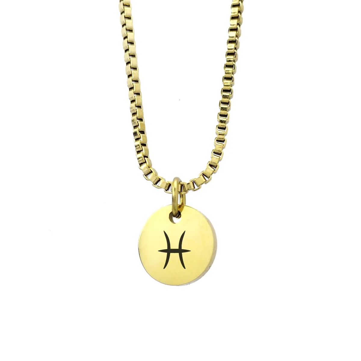 GENERICO - Collar Signo Piscis Dorado Enchapado en Oro 18k para mujer