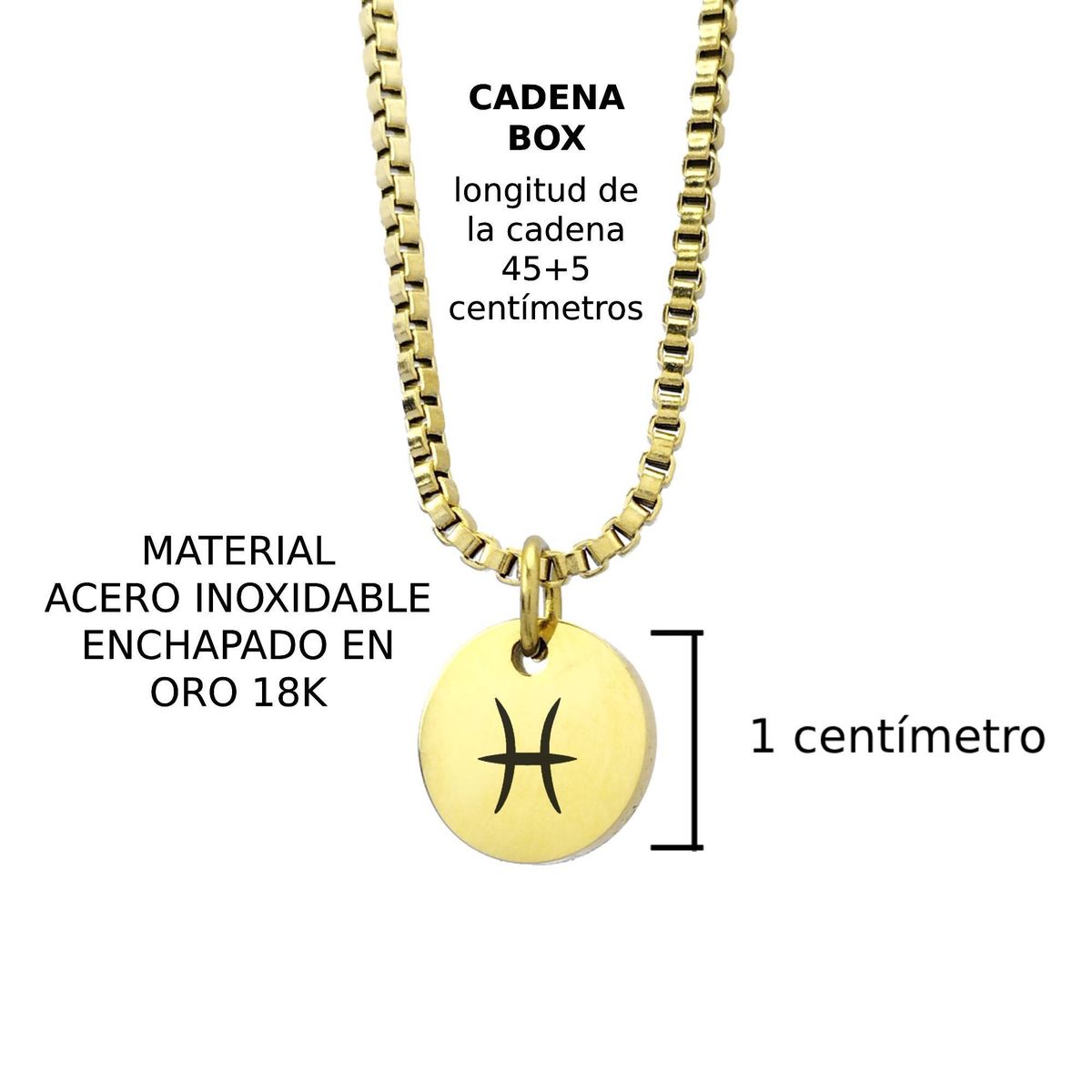 GENERICO - Collar Signo Piscis Dorado Enchapado en Oro 18k para mujer