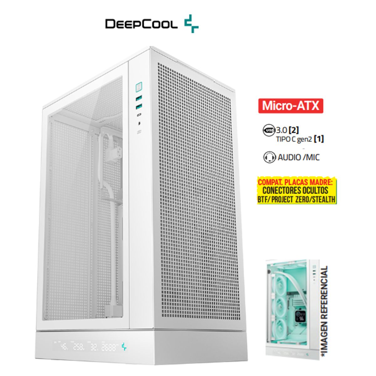 DEEPCOOL - Case Vertical CH270 WHITE Placa Base Mini-ITX Micro-ATX DeepCool