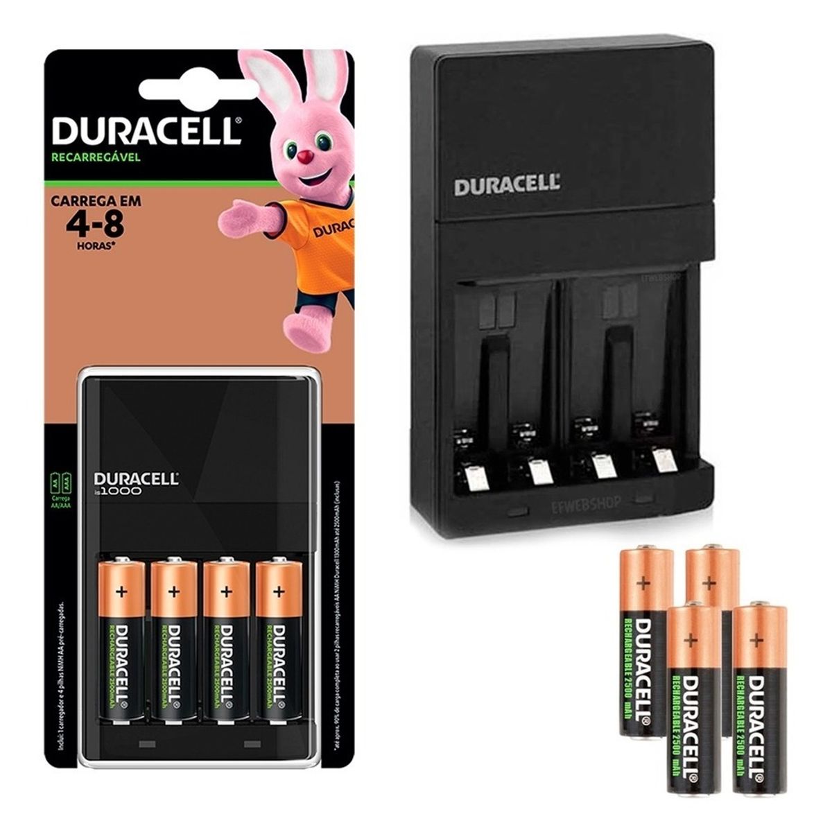 DURACELL - CARGADOR DURACELL + 4 PILAS AA2500mAh RECARGABLES