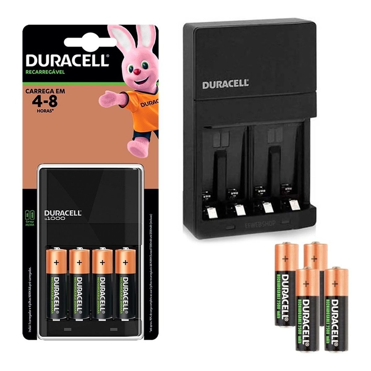DURACELL - CARGADOR DURACELL + 4 PILAS AA2500mAh RECARGABLES