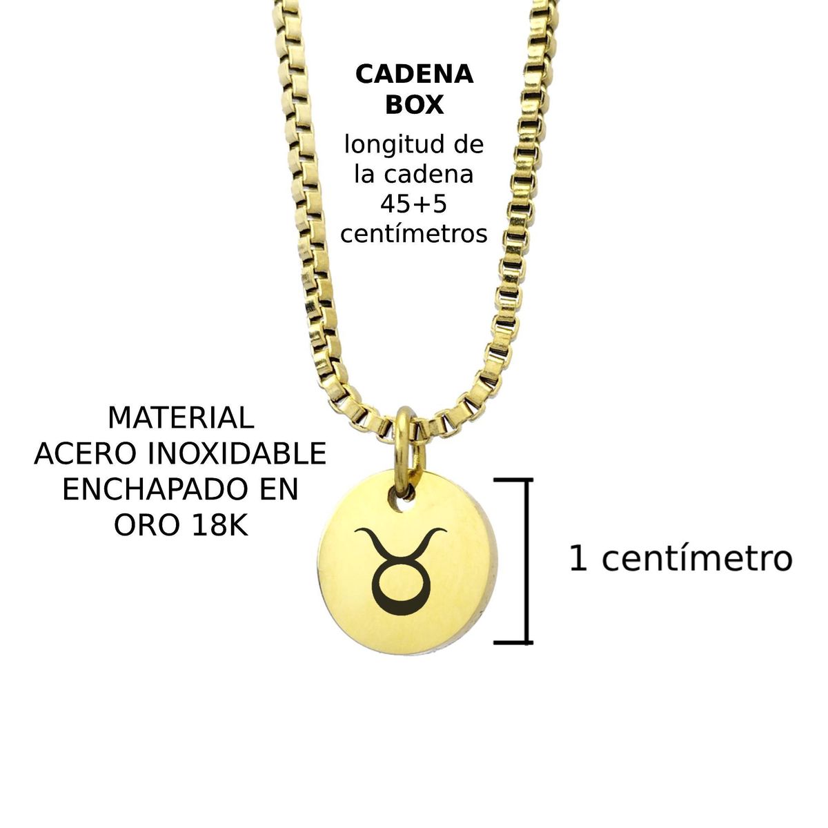 GENERICO - Collar Signo Tauro Dorado Enchapado en Oro 18k para mujer