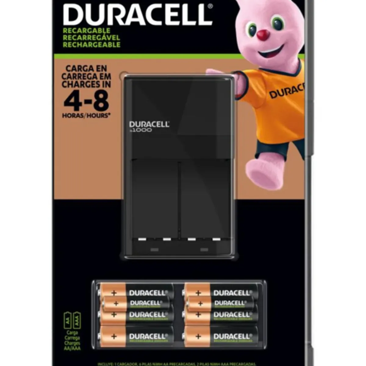 DURACELL - CARGADOR DURACELL RECARGABLE + 6 PILAS AA Y 2 PILAS AAA