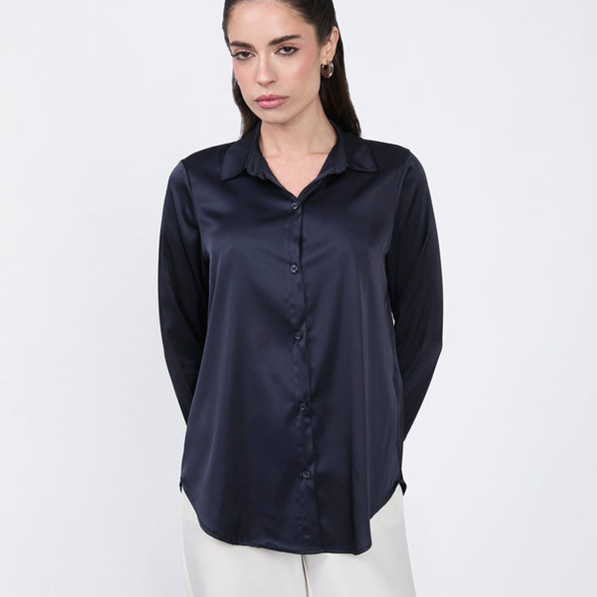BANATY - BLUSA SATINADA DE SEDA PARA MUJER