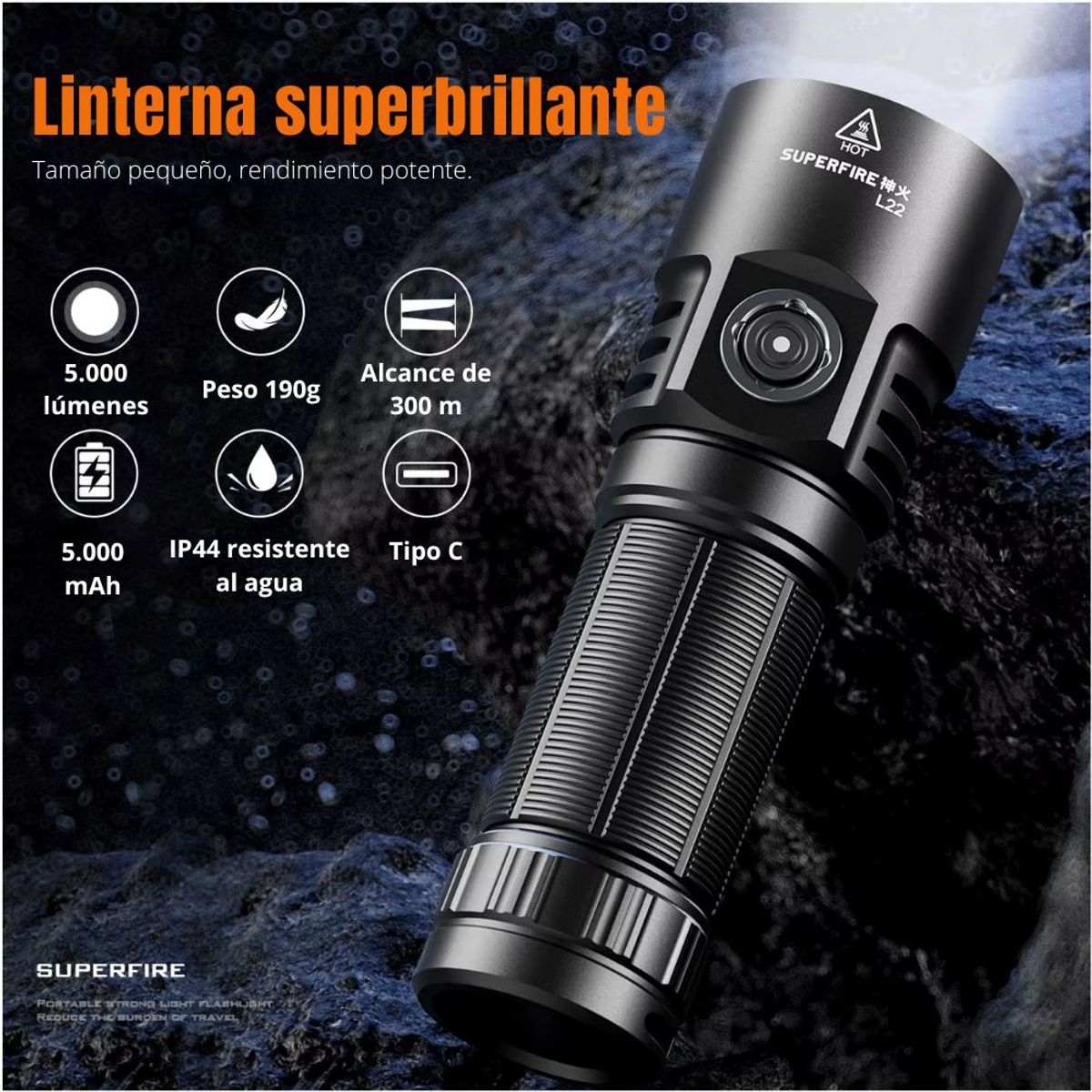 OEM - Linterna Táctica LED Profesional 5000 Lúmenes Recargable Impermeable