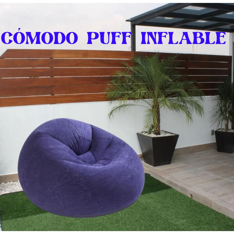 GENERICO - PUFF SILLÓN SOFÁ CAMA INFLABLE TERRAZA AZUL  110X110X85