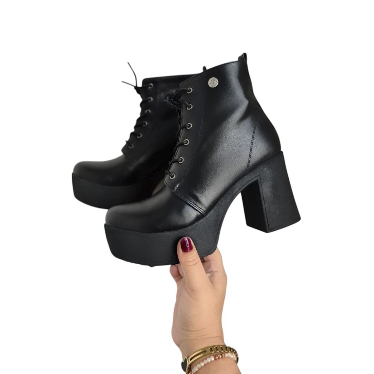 GENERICO - Botin Mujer Warrior Taco 7 1177 5C-68 Color Negro