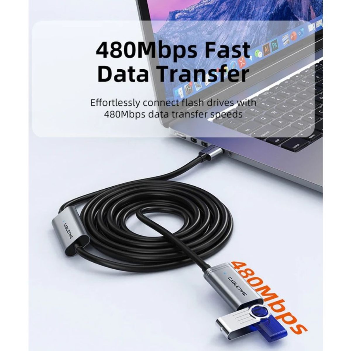 CABLETIME - Cable de Extensión 5m USB Cabletime CA19P Macho-hembra CT-AMAFA2-AG5