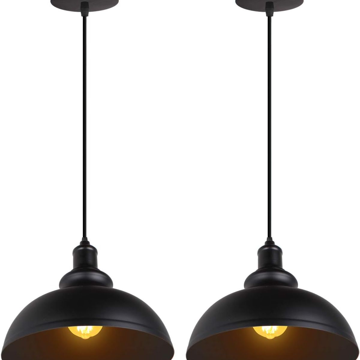 HOME NEAT - 2 Unidades lámpara colgantes de techo vintage E27 ø29cm - Negro