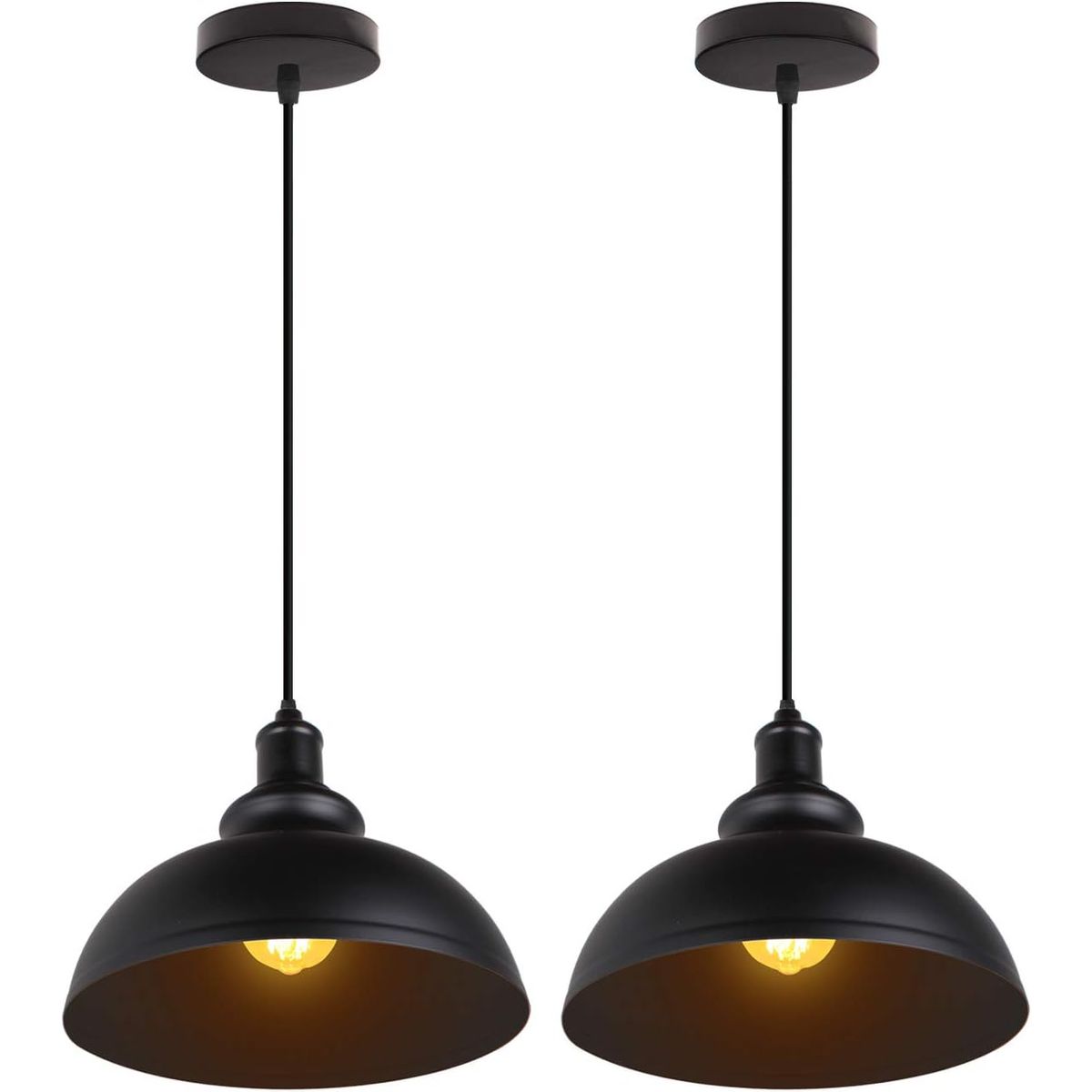 HOME NEAT - 2 Unidades lámpara colgantes de techo vintage E27 ø29cm - Negro