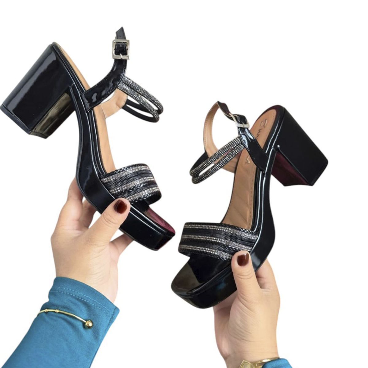 GENERICO - Botin Mujer Taco 7 Brillo 1177 5C-60 Color Negro