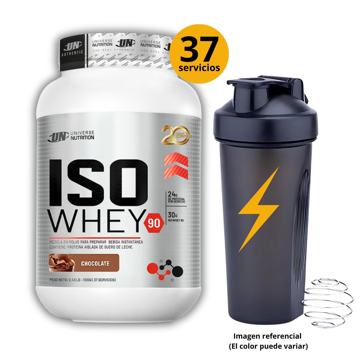 UNIVERSE NUTRITION - ISO WHEY 90 DE 1kg CHOCOLATE CON SHAKER - PROTEÍNA ISOLATADA