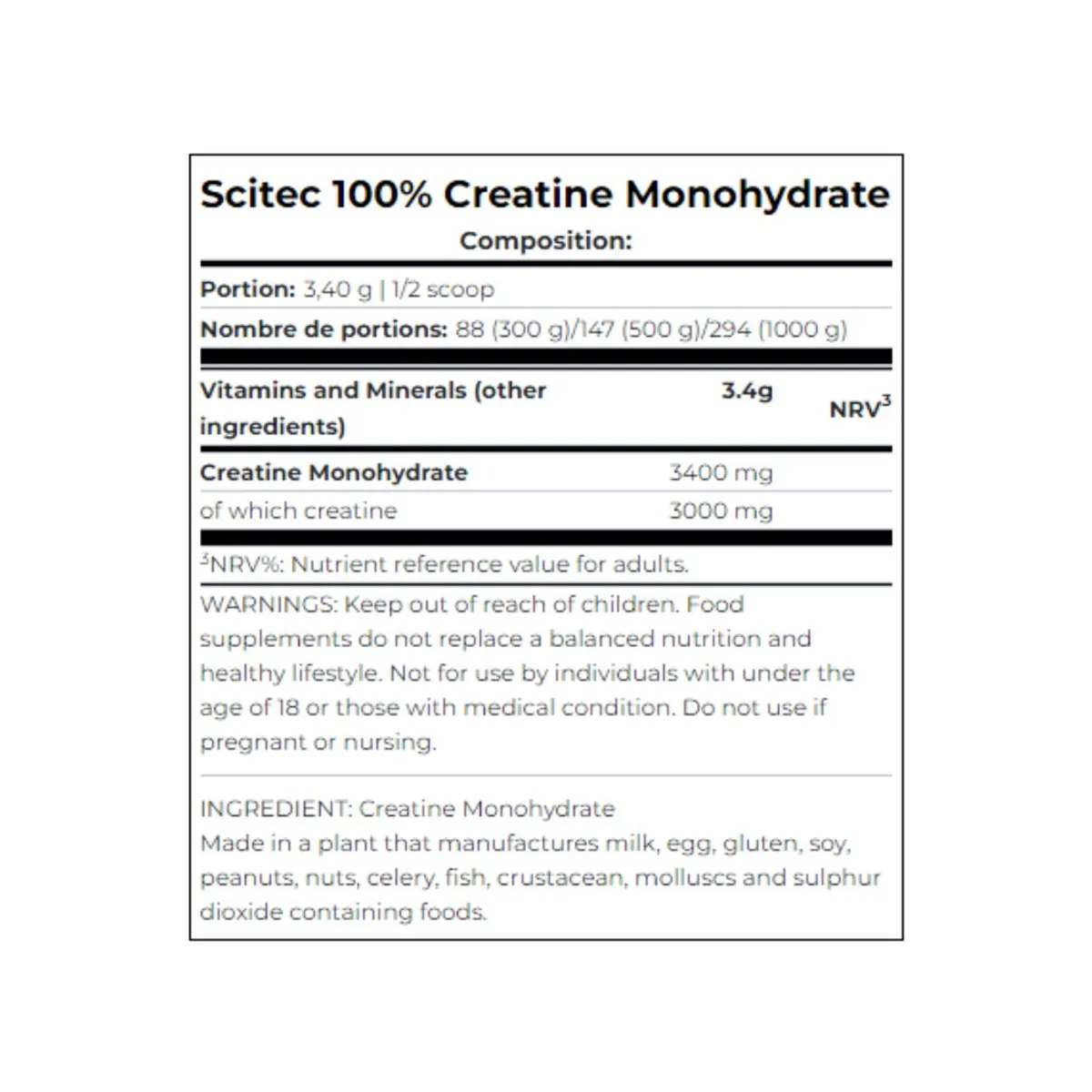 SCITEC NUTRITION - Creatina Scitec Nutrition 300 gramos