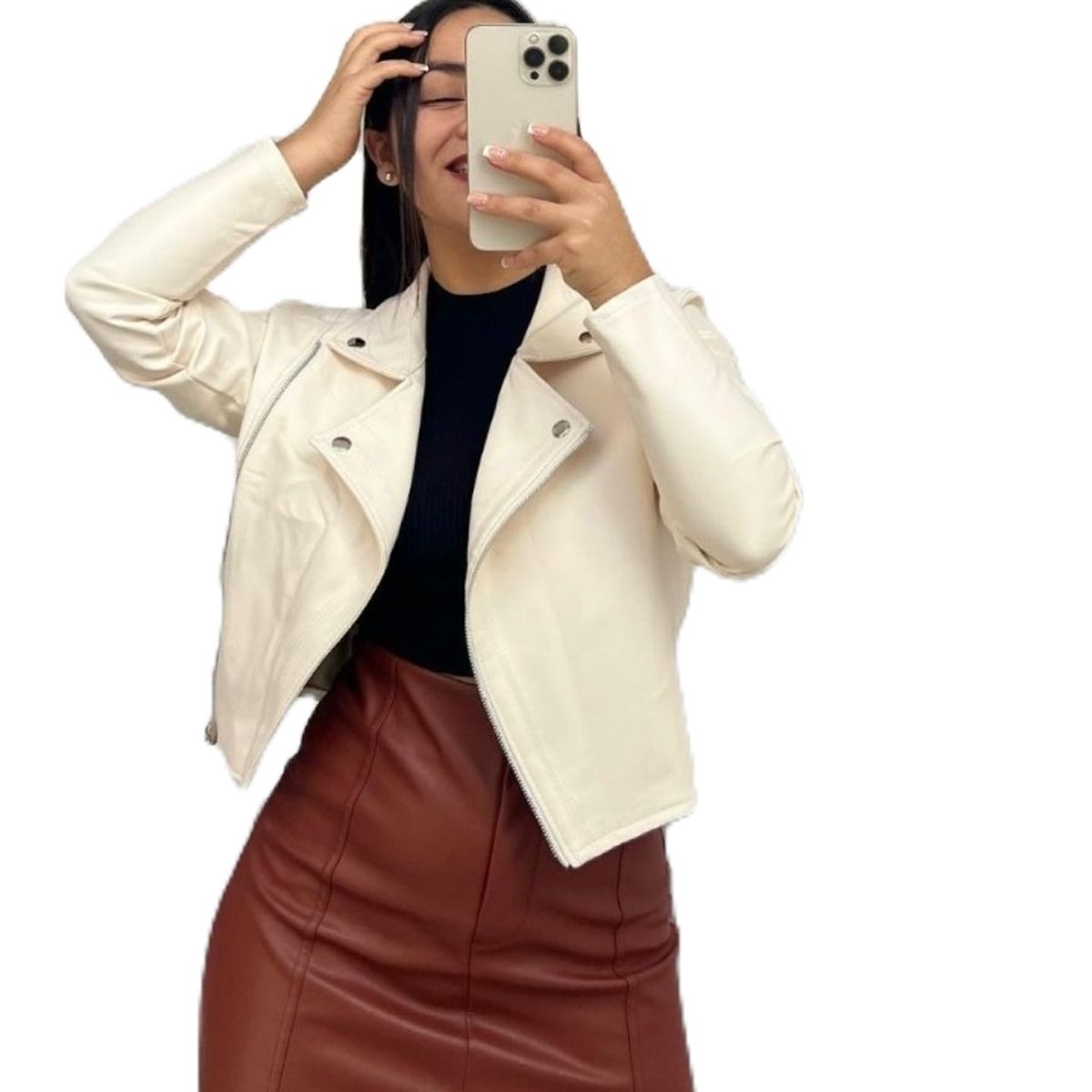 GENERICO - CASACA PARA MUJER ESTILO BIKER