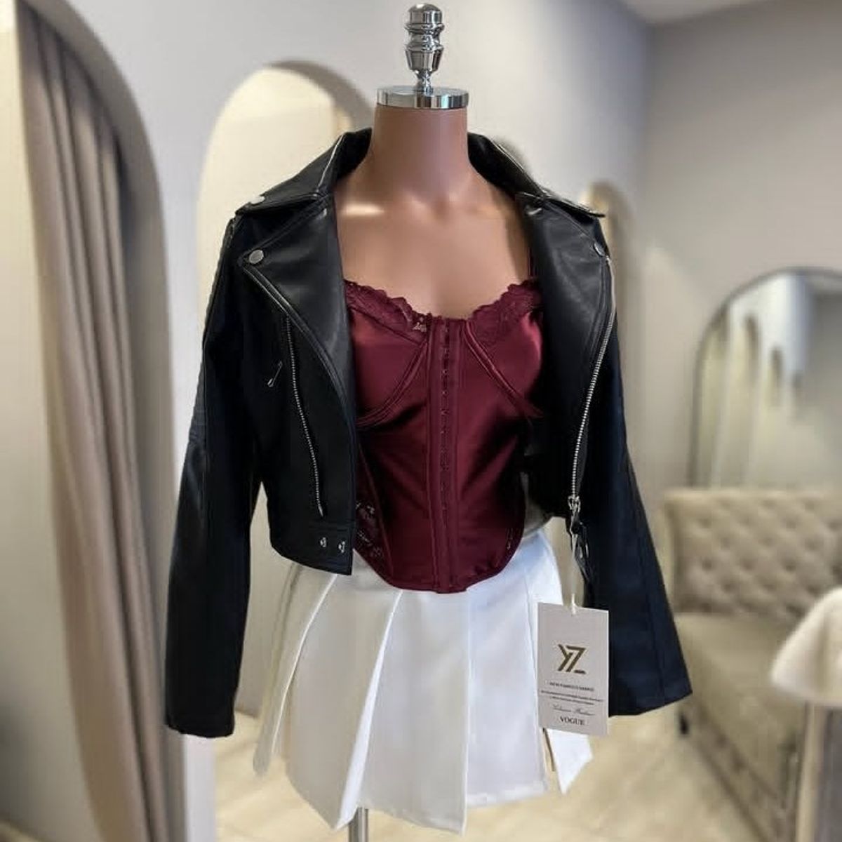 GENERICO - CASACA PARA MUJER ESTILO BIKER