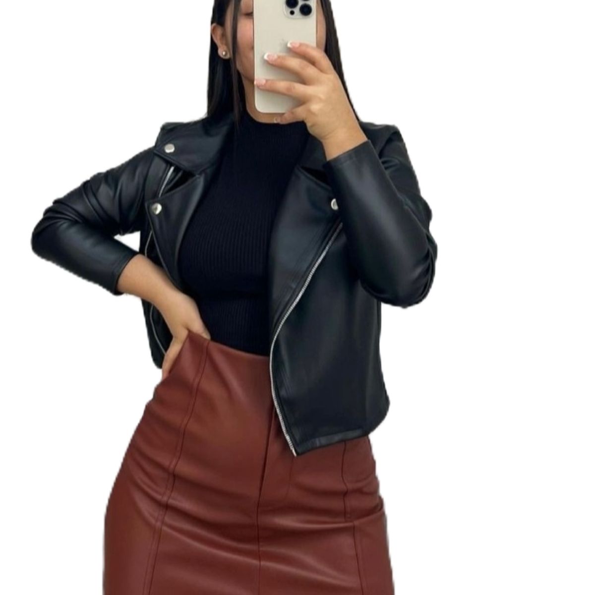 GENERICO - CASACA PARA MUJER ESTILO BIKER