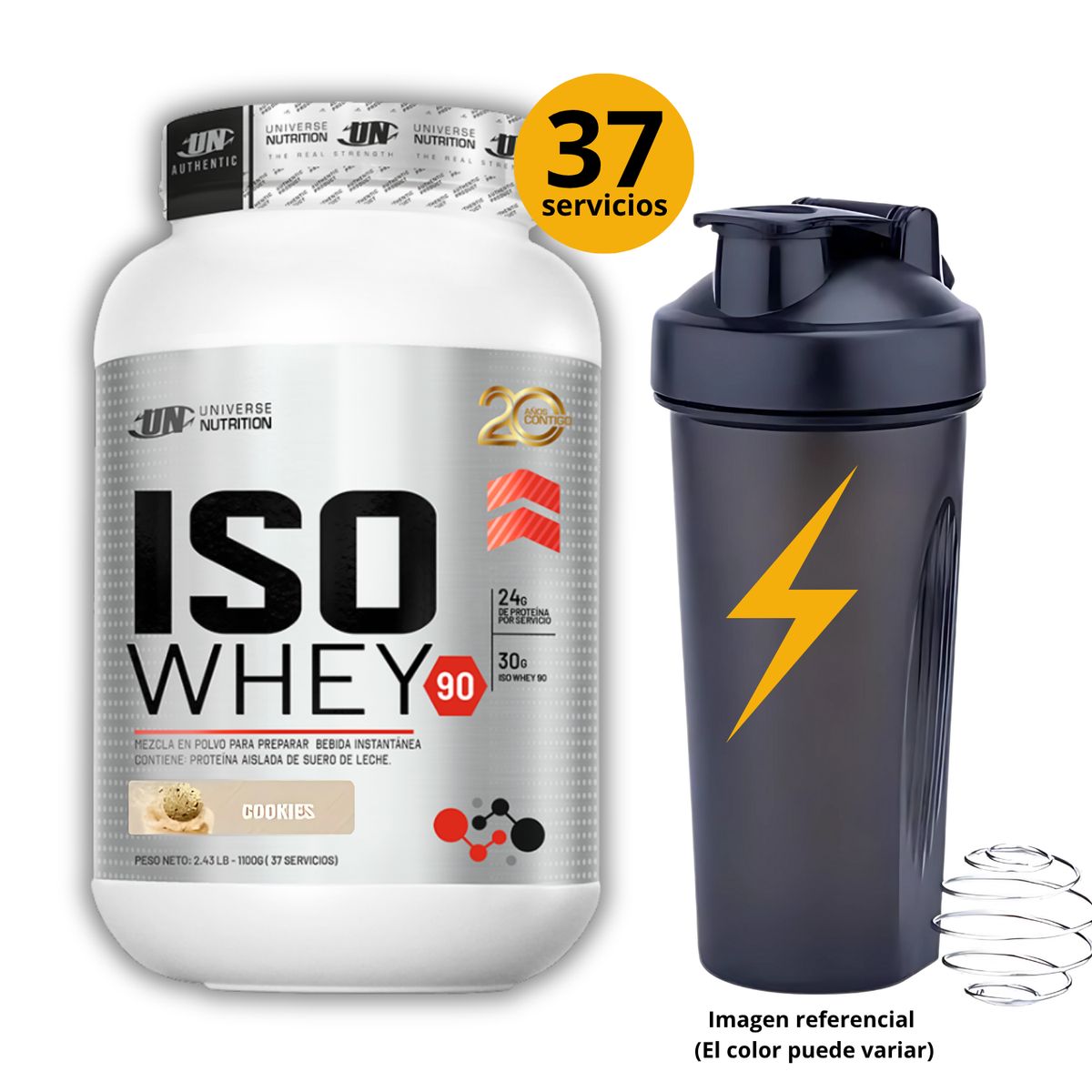 Universe Nutrition - ISO WHEY 90 DE 1kg GALLETA CON SHAKER - PROTEÍNA ISOLATADA
