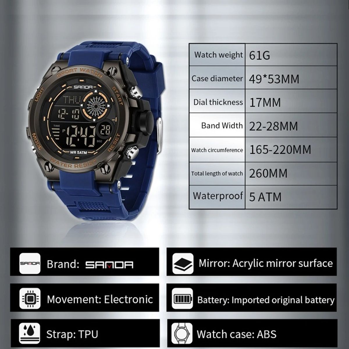 SANDA - RELOJ PARA HOMBRE MARCA SANDA 6255