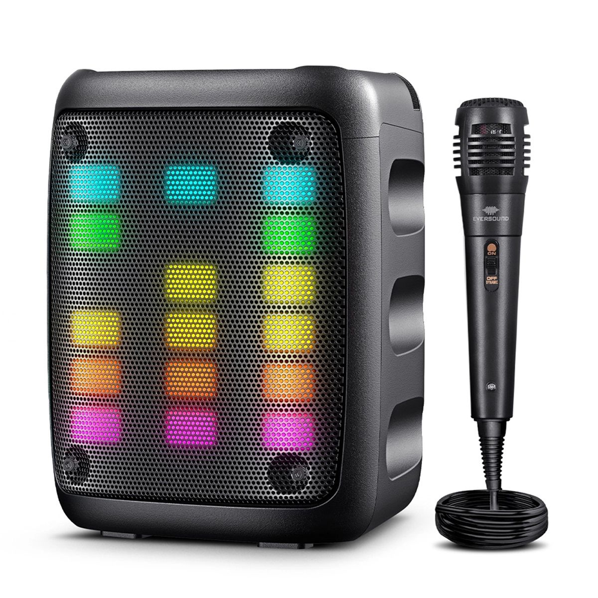 EVERSOUND - Parlante Portatil Eversound modelo EQUALIZER - BT LED RGB FM USB